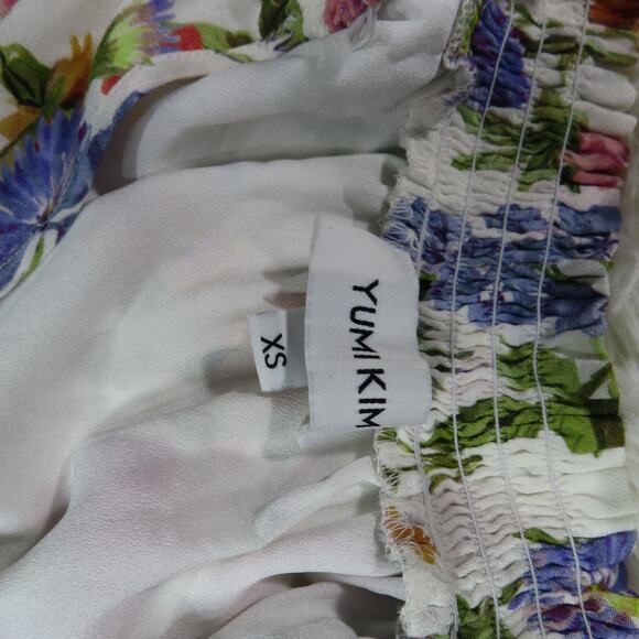 Yumi Kim Floral Hopefield Ivory Peyton Mini Dress Popover Ruffle Sleeves X-Small - Picture 6 of 7